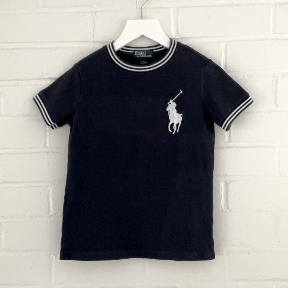 Boys Polo Ralph Lauren Blue and White Short Sleeve T-Shirt Size 4